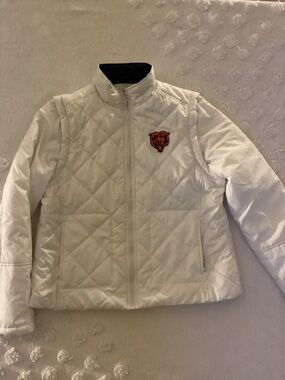 Chicago Bears Womens Drop Back Hooded Full Zip Jacket White by G-III